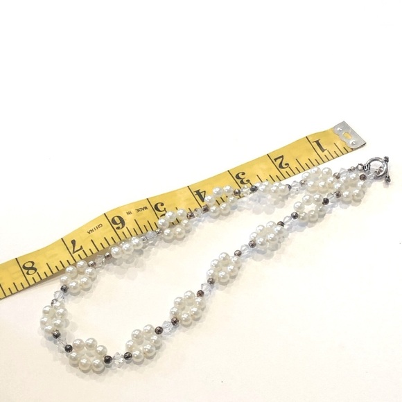 Sterling Silver Pearl and Crystal Necklace - Picture 3 of 3